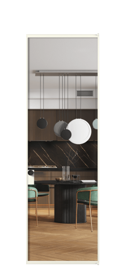 Алюминиевая дверь АЛПЛ040.01 Алюминий жемчужный Прозрачное стекло "Кристал Вижн", калёное Цена 125570  | Volhovec