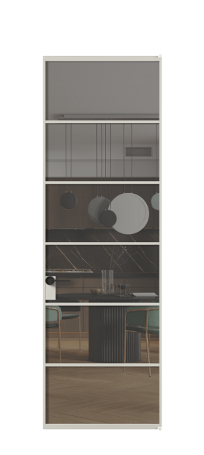 Алюминиевая дверь АЛПЛ040.04 Алюминий тёплый серый Прозрачное серое стекло, триплекс Цена 128530  | Volhovec