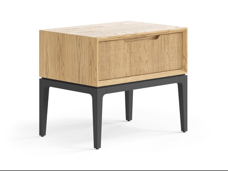 Мебель Тумба прикроватная Вельвет 1 ящик. Цвет Дуб соломенный матовый. Материал Массив дуба матовый. Коллекция Тумба прикроватная Вельвет 1 ящик. Картинка.