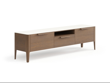 Мебель ТВ тумба Пьега. Цвет Дуб туманный матовый. Материал Массив дуба матовый. Коллекция ТВ тумба Пьега. Картинка.