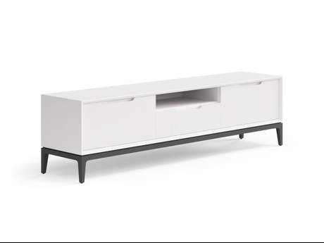 Мебель ТВ тумба Вельвет. Цвет Матовый пудровый белый. Материал Гладкая эмаль. Коллекция ТВ тумба Вельвет. Картинка.