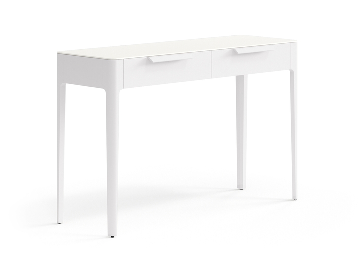 Мебель Консоль Пьега 2 ящика. Цвет Матовый пудровый белый. Материал Гладкая эмаль. Коллекция Консоль Пьега 2 ящика. Картинка.