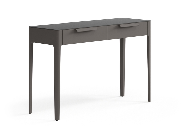 Мебель Консоль Пьега 2 ящика. Цвет Матовый антрацит. Материал Гладкая эмаль. Коллекция Консоль Пьега 2 ящика. Картинка.