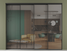 Перегородка Формато внутри проёма 4 створки с синхронным механизмом